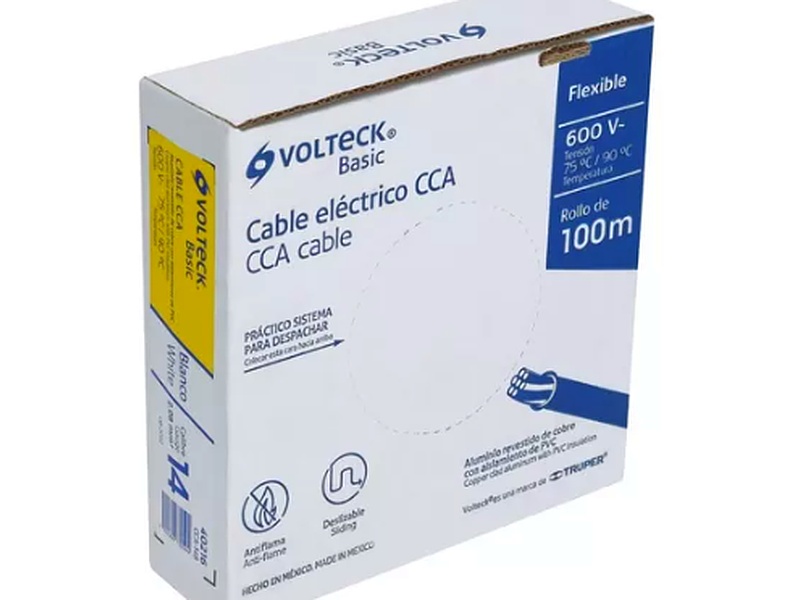 Cable Eléctrico Cal 14 Alucobre 100 M Blanco Volteck CCA-14B MIRJUN S.A.	ECUADOR