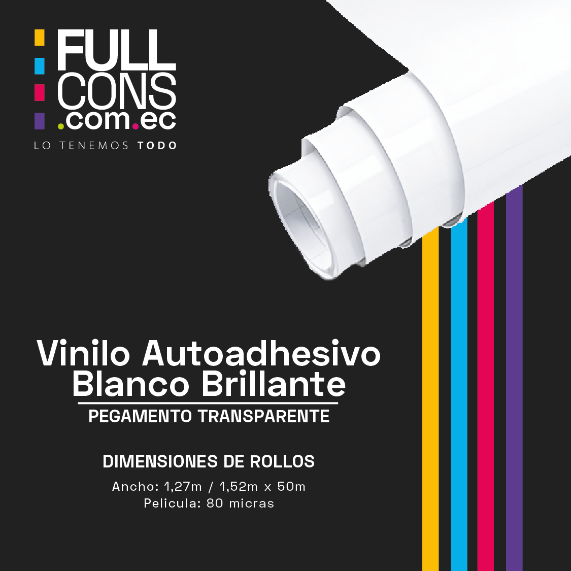 Vinilos Adhesivos Blanco Brillante 80 micras