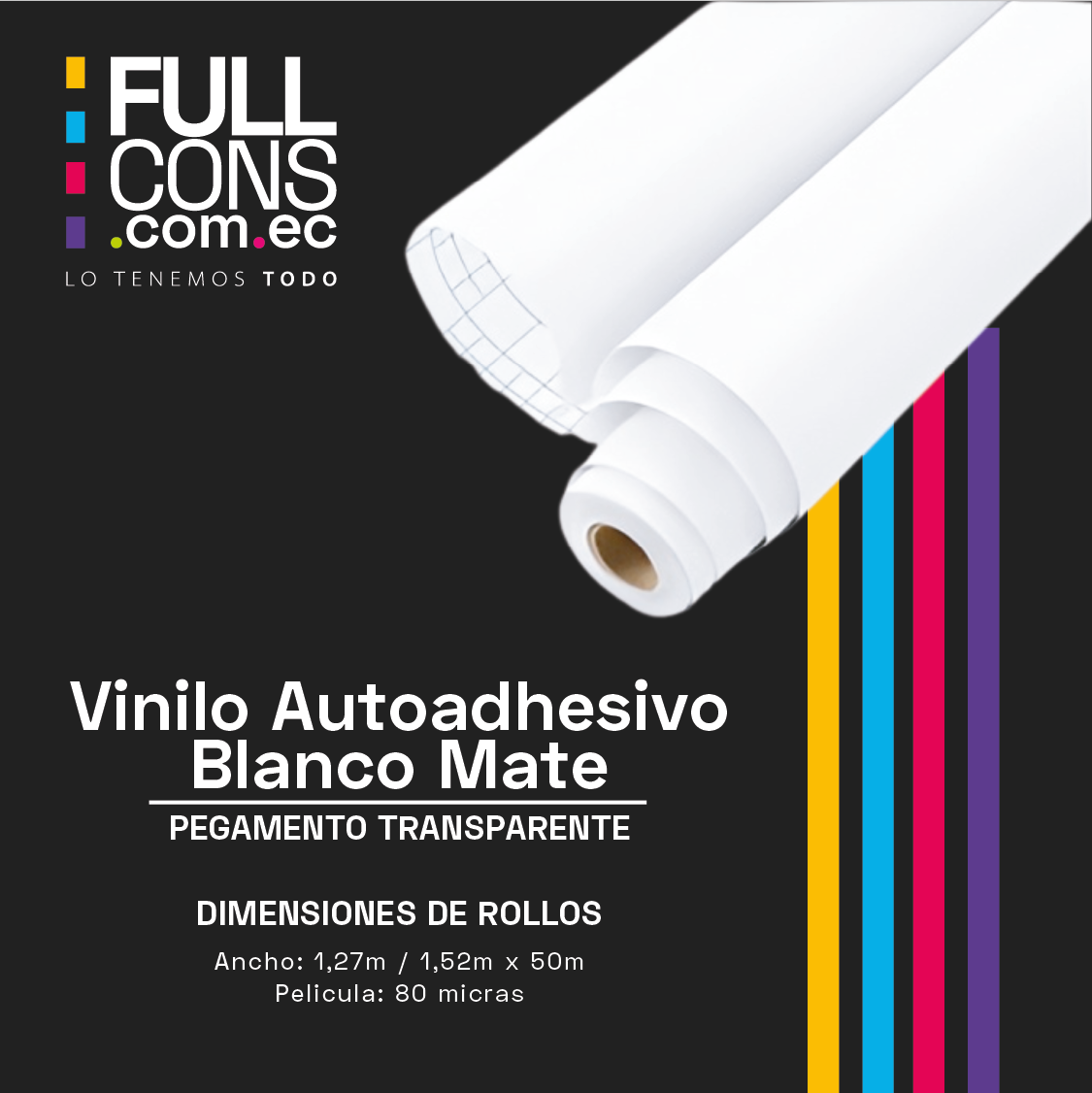 Vinilo Adhesivo Blanco Mate 80 micras