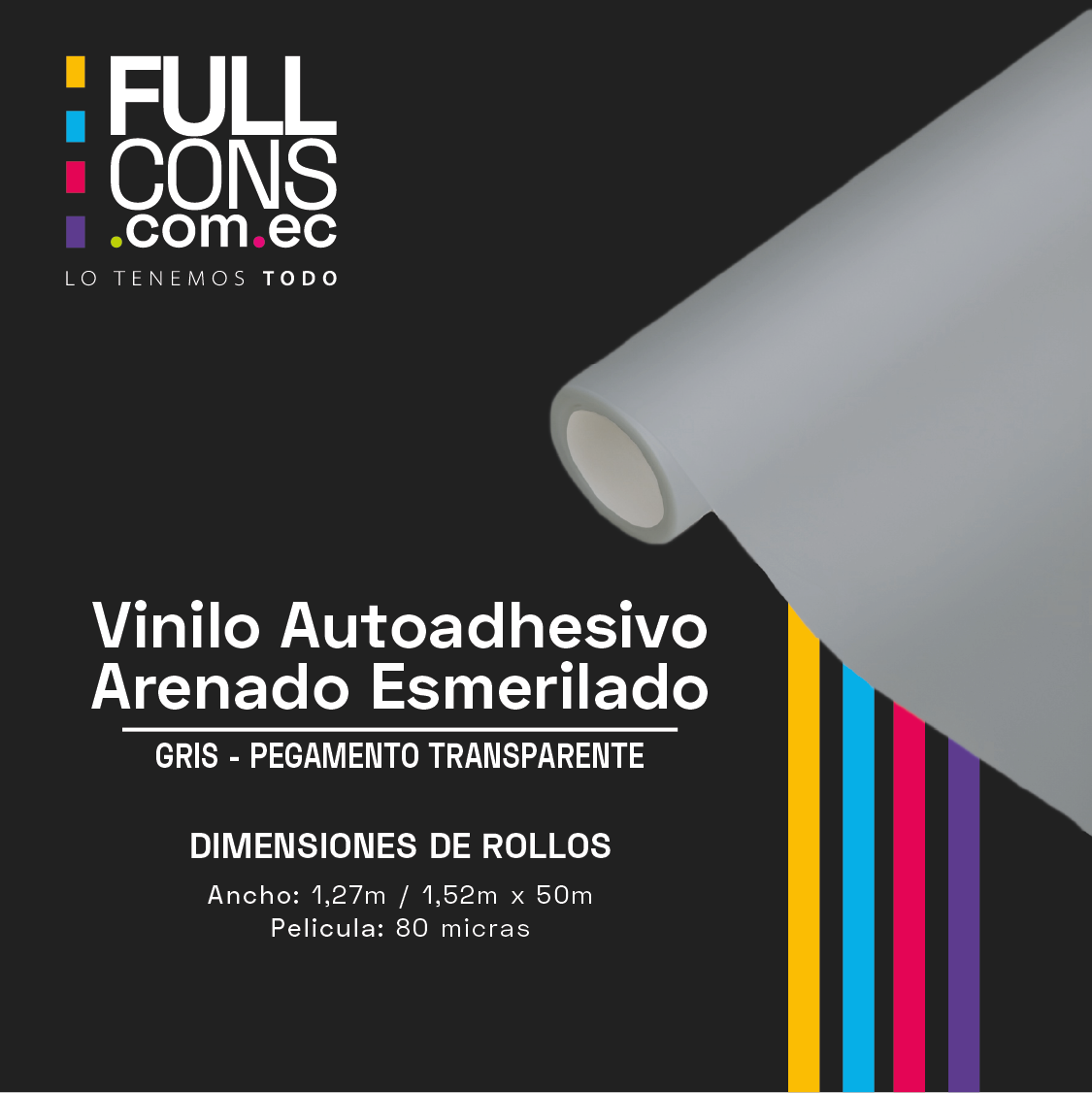 Vinilo Autoadhesivo Esmerilado 80 micras & Microperforado 140 micras