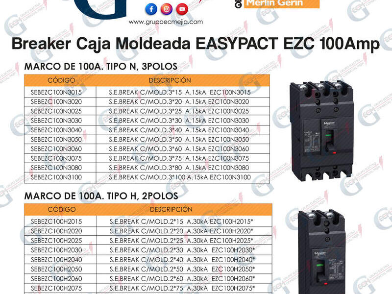 Breaker schneider easypact EZC 100A