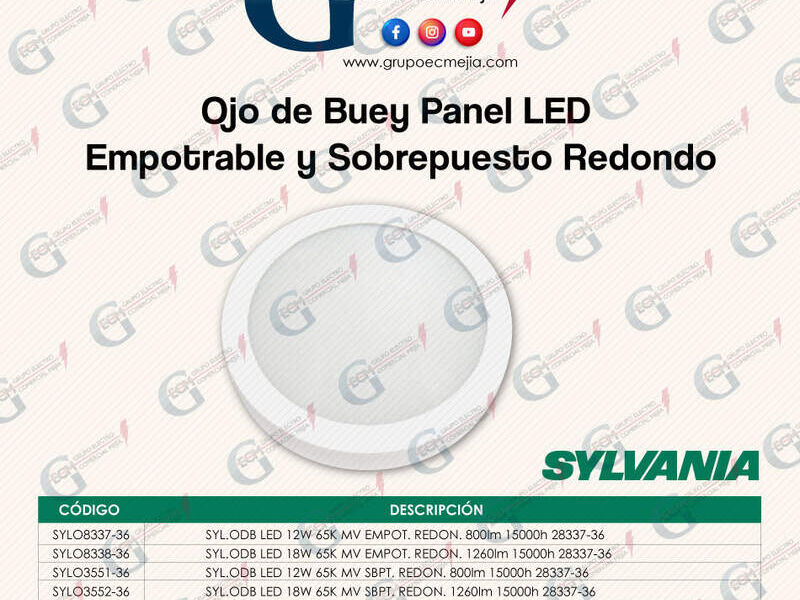 Panel led empotrable y sobrepuesto Sylvania 