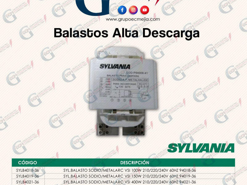 Balastos Alta Descarga Sylvania