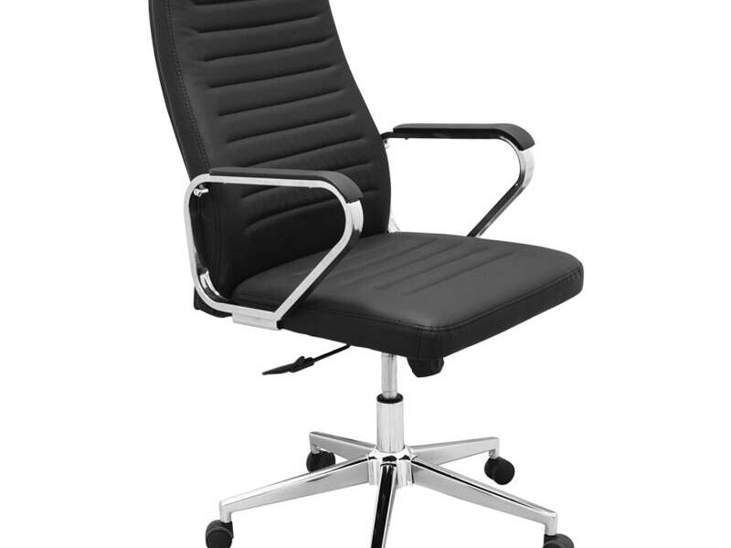 SILLA DE CUERO CON ESPALDAR ALTO 