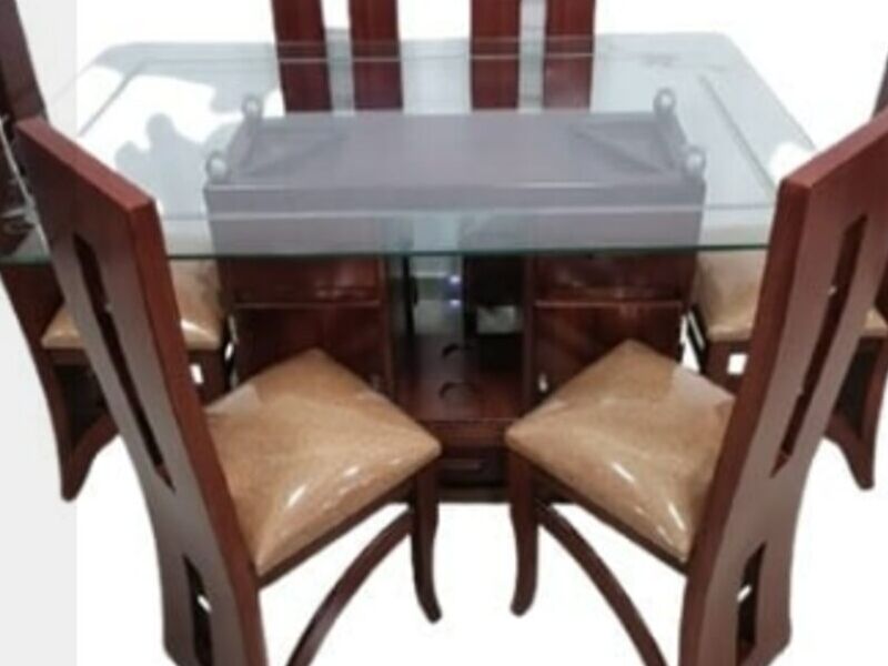 Juego de comedor mesa de vidrio