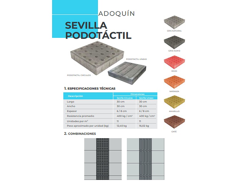 Adoquín Sevilla Podotáctil 