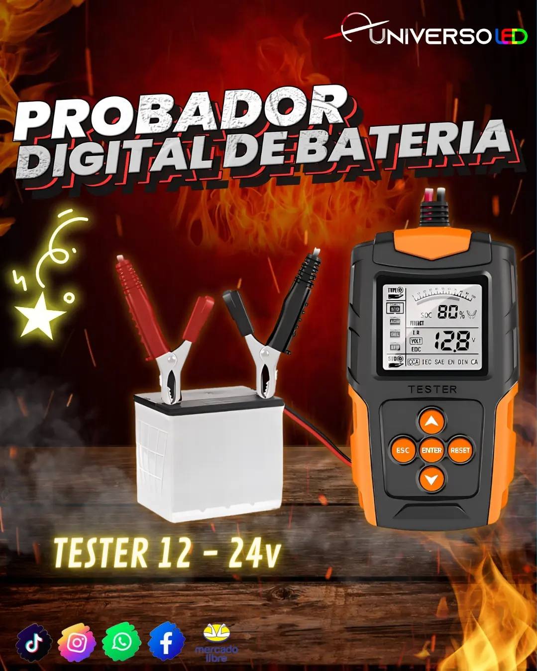 Escaner Tester Probador de baterias 12 y 24v Digital analizador comprobador