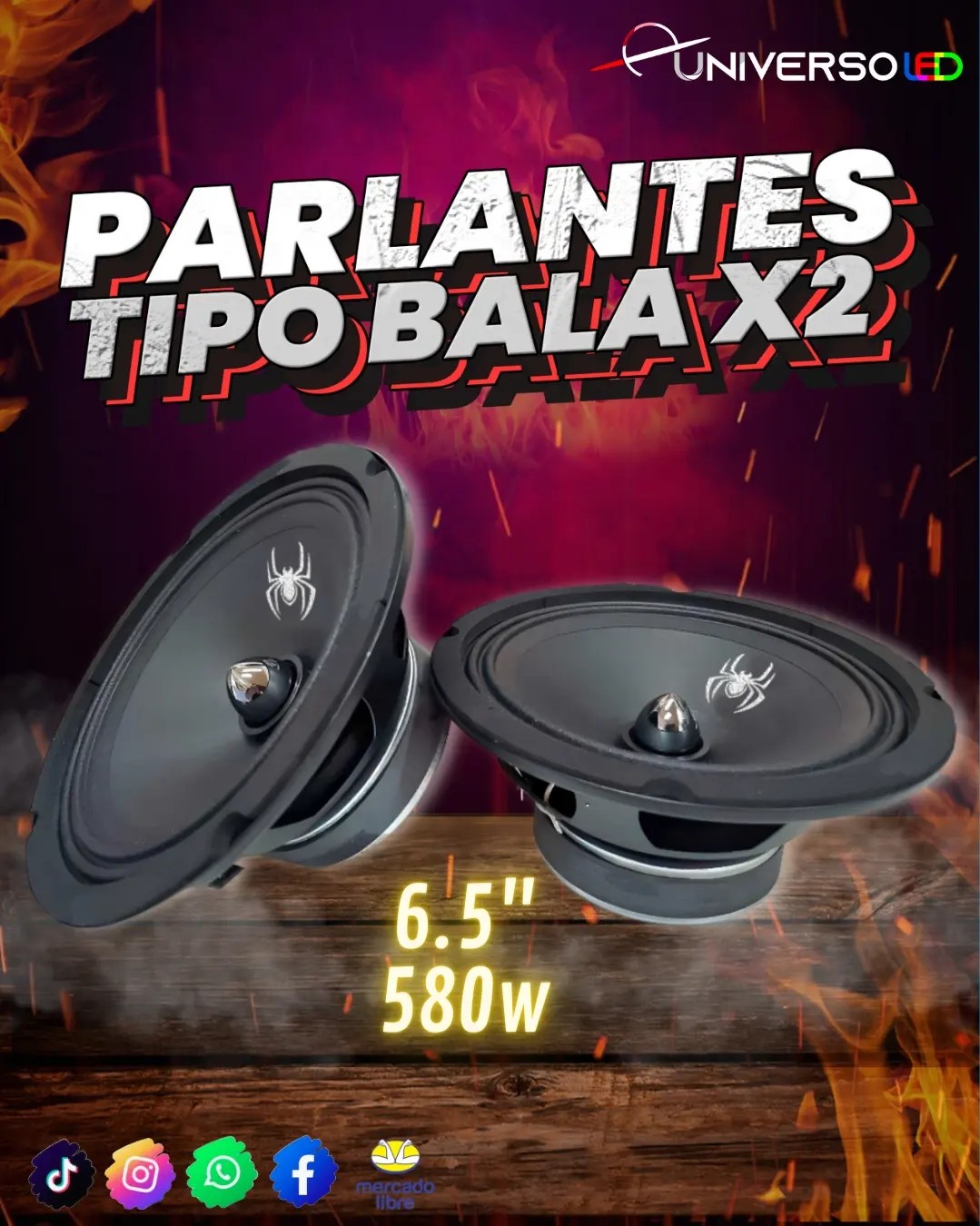 Parlantes tipo Bala "6.5" 580w par