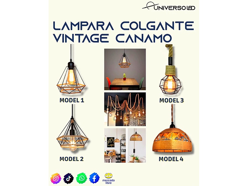 Lámpara Colgante Vintage Canamo Ec