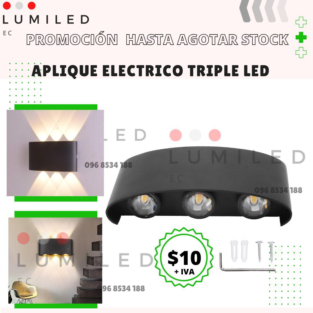 PROMOCIÓN HASTA AGOTAR STOCK  APLIQUE ELECTRICO TRIPLE LED