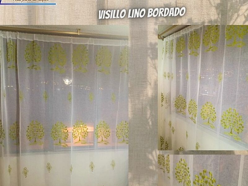 Cortina visillo lino bordado Quito