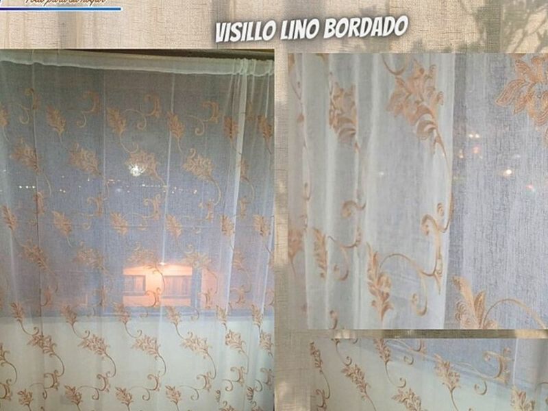 Cortina visillo lino bordado dorado Quito