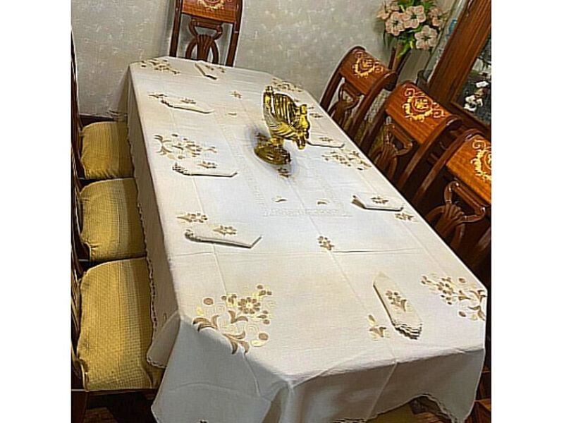 Mantel de mesa flores crema Ibarra
