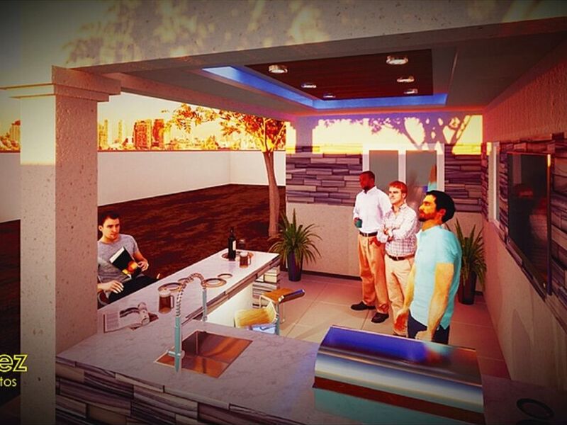 Diseño 3D de área BBQ Quito