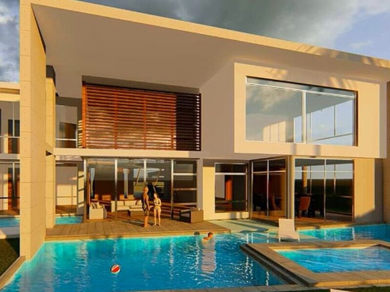 Diseño Exterior Fachada Casa Piscina Ecuador