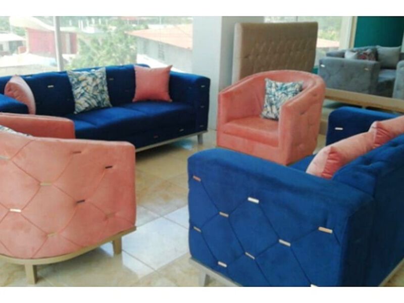 Juego sofá color rosado & azul Ecuador