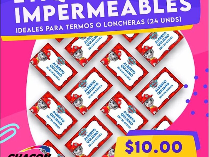 Etiquetas impermeables Ecuador 