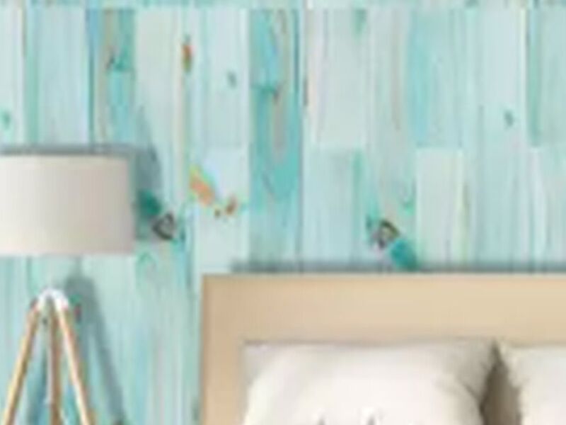 Papel pintado madera natural azulada
