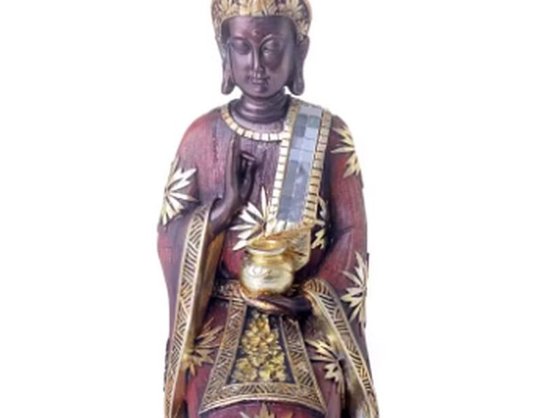 Figura Decorativa Buda Abhaya Mudra Caoba