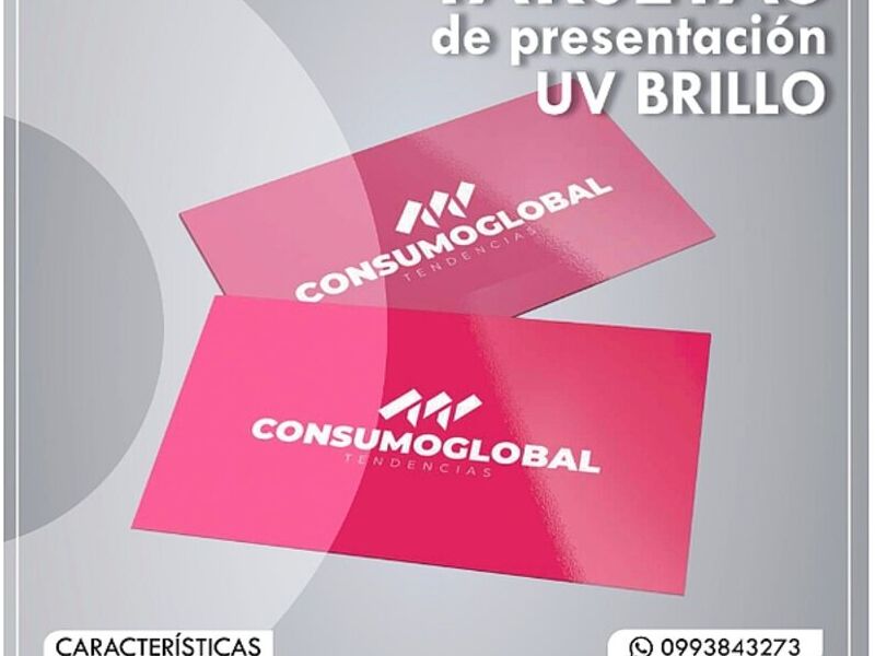 Tarjetas presentación UV brillo Ecuador 