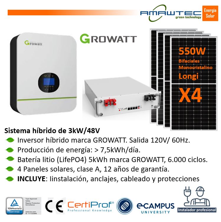 Kit Solar GROWATT de 3kW