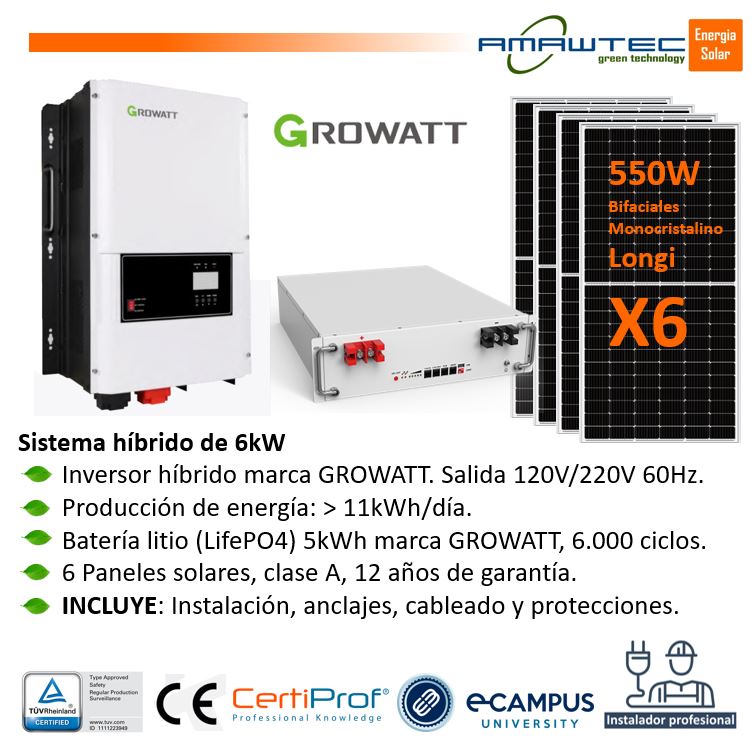 Kit Solar GROWATT de 6kW