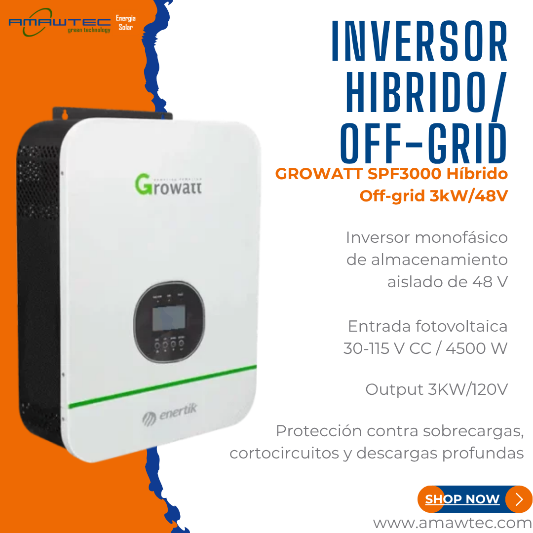 Inversor GROWATT SPF3000 Híbrido Off-grid 3kW/48V