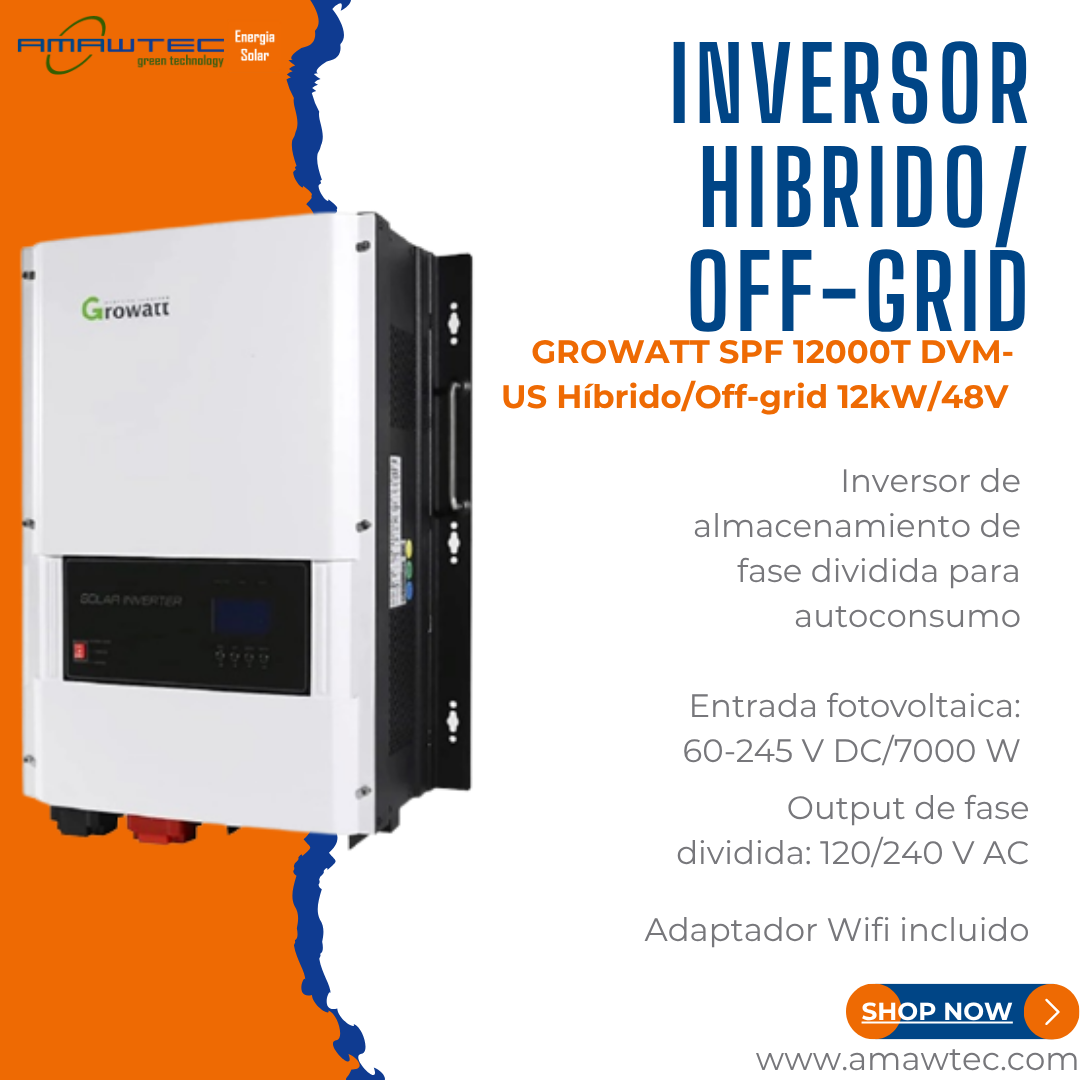 Inversor GROWATT SPF 12000T DVM-US Híbrido/Off-grid 12kW/48V