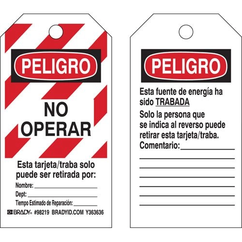 TARJETAS DE BLOQUEO PELIGRO NO OPERAR