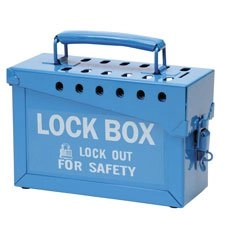 CAJA DE METAL PORTÁTIL PARA BLOQUEO CON 13 CANDADOS