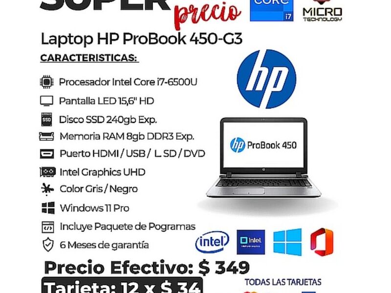 Laptop HP probook 450 G3 Quito