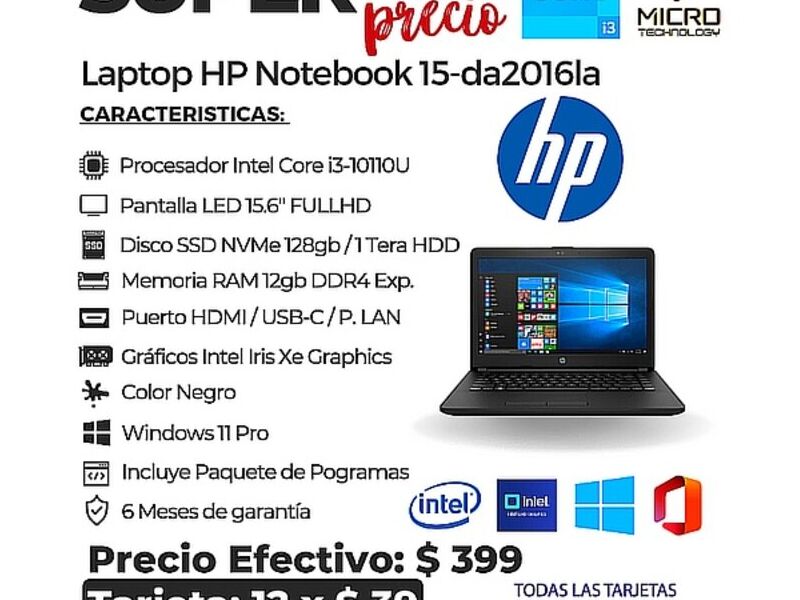 Laptop HP notebook 15 da2016la Quito