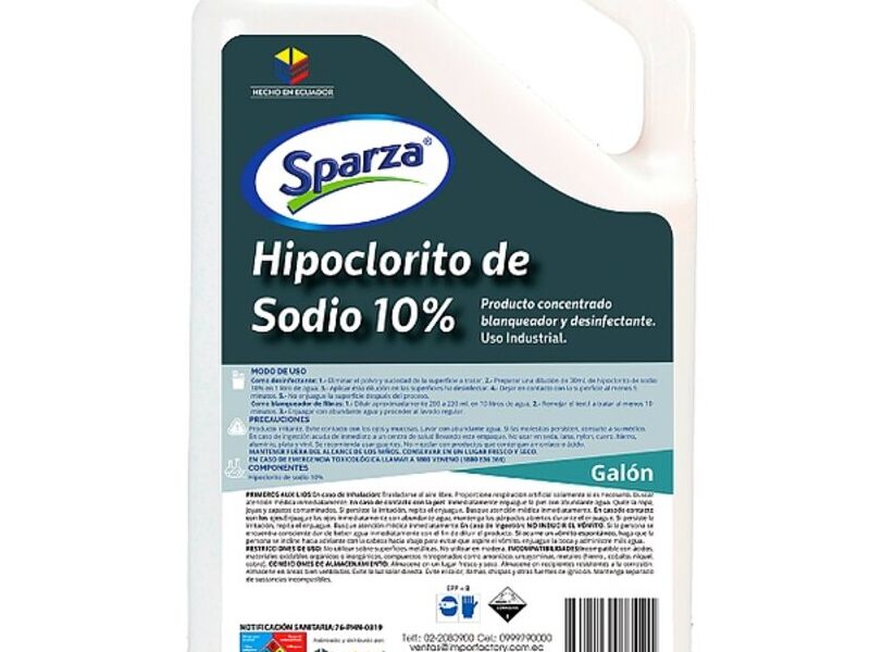 Hipoclorito de Sodio 10% Ecuador