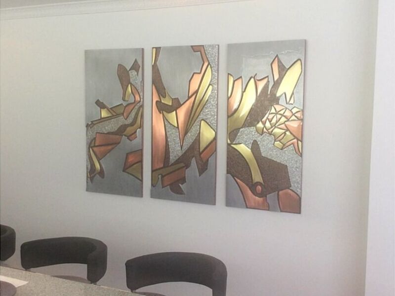 Tríptico de madera con cobre Ecuador