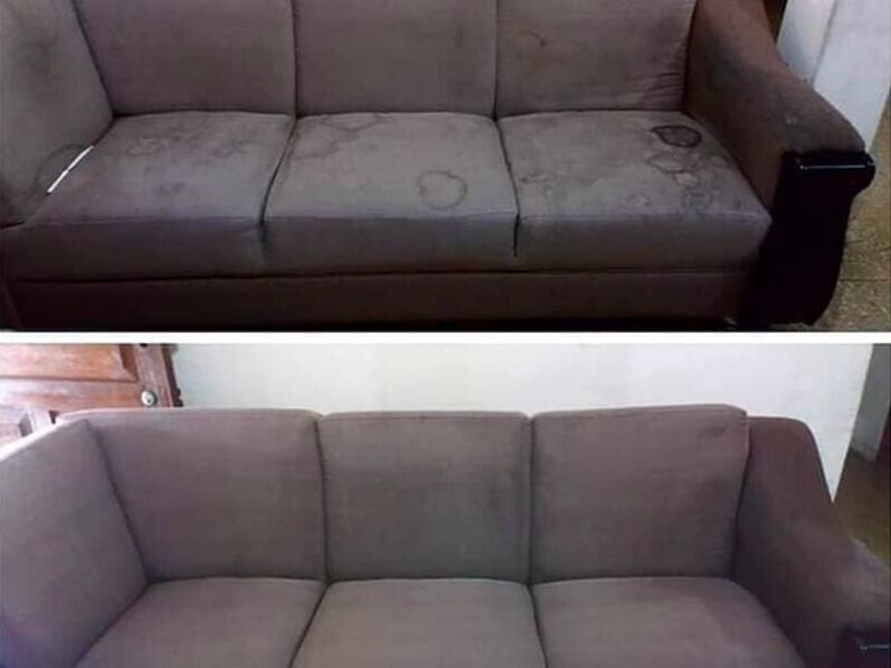Limpieza sofá gris oscuro Ecuador