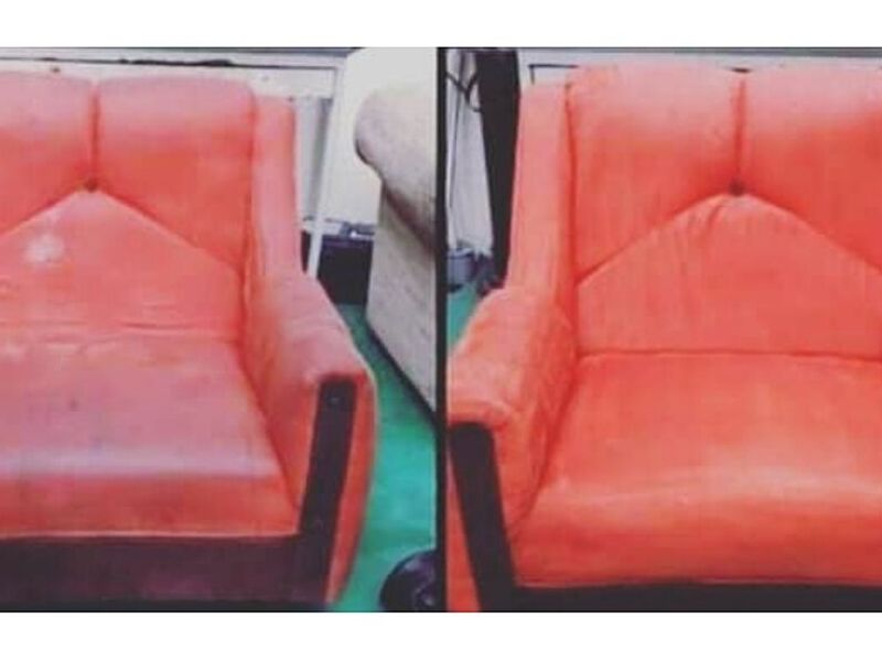 Limpieza sofá rojo naranja Ecuador