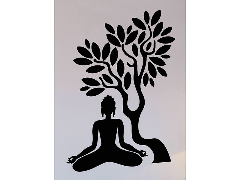 Sticker mujer meditando árbol Ecuador