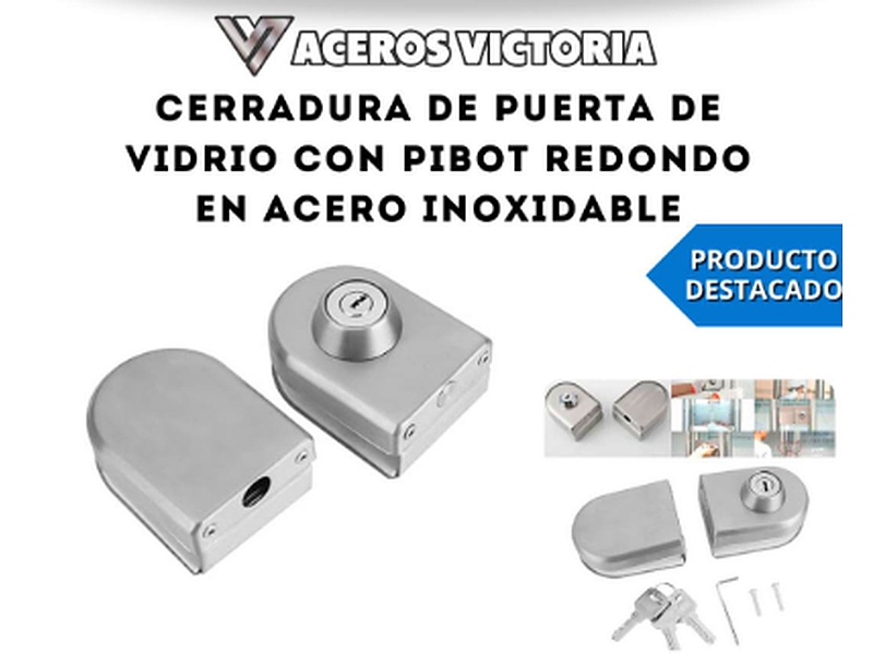 Cerradura Vidrio Pibot Redondo Acero Ecuador