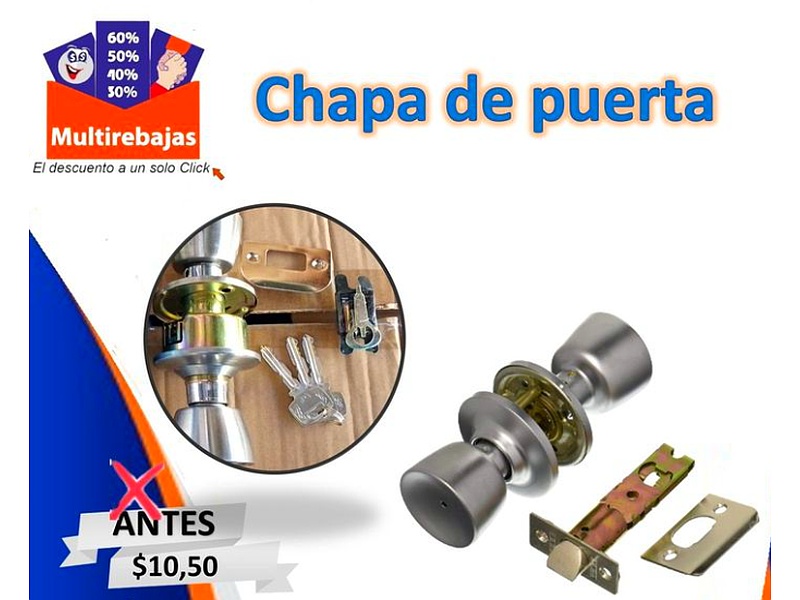 Chapa Acero cromado Puerta Ecuador