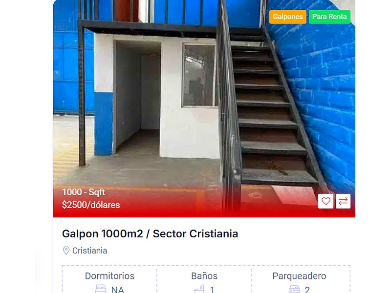 Galpon 1000m2 Sector Cristiana  