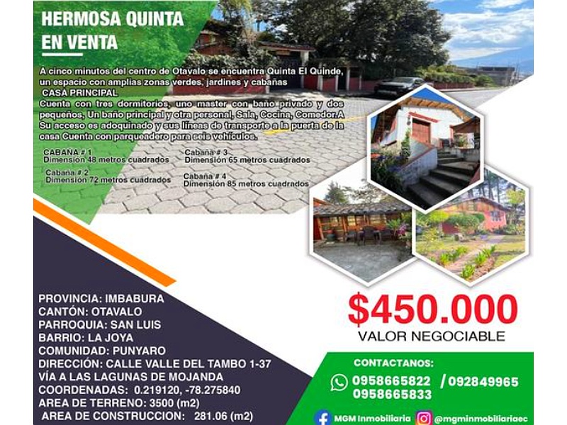 Quinta de venta Otavalo 