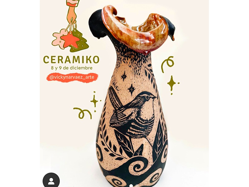 Jarrón Cerámico Alfarero Ecuador