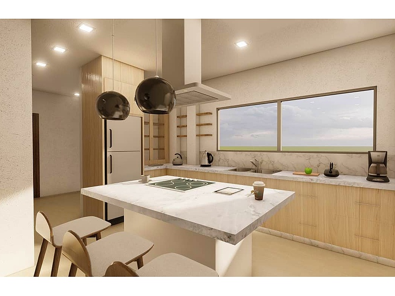 Diseño cocina moderna con isla Ecuador