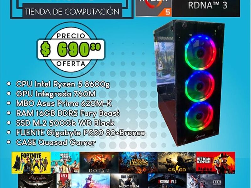 Pc gamer quasad ryzen 5 8600G Quito