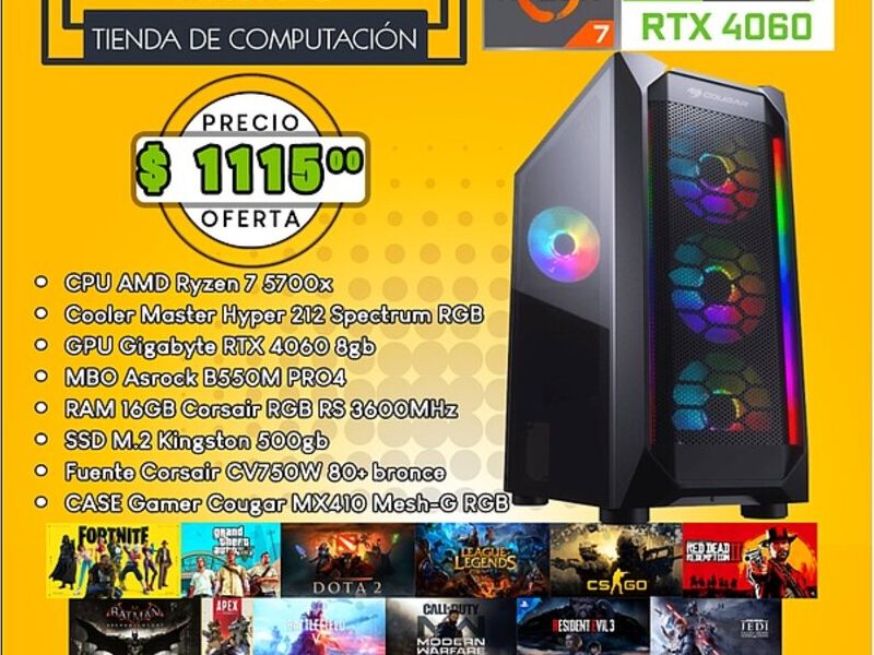 PC gamer cougar MX410 mesh G RGB Quito