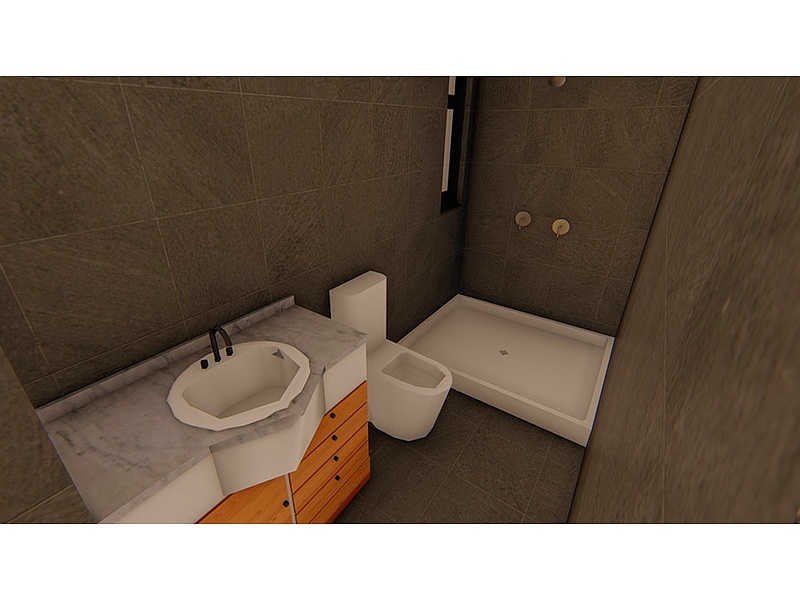 Diseño baño beige Ecuador