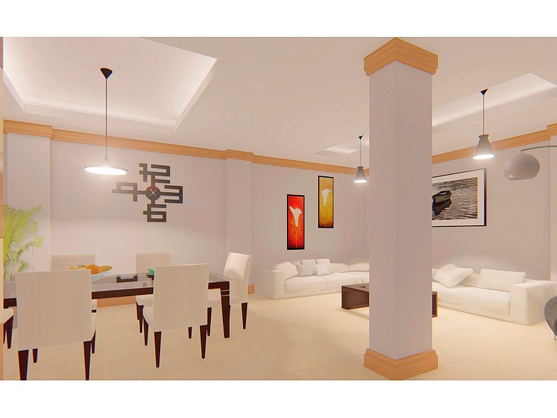Diseño comerdor y sala compartida Ecuador