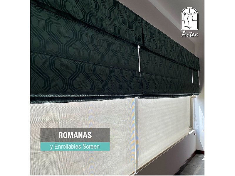 Cortina Enrollable Romana Azul Marino Cuenca Artex Decoración