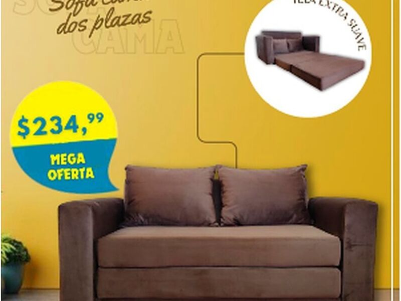Sofá cama 2 plazas color café Ecuador