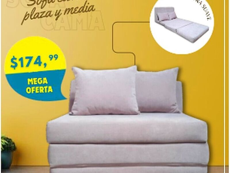 Sofá cama plaza y media blanco Ecuador